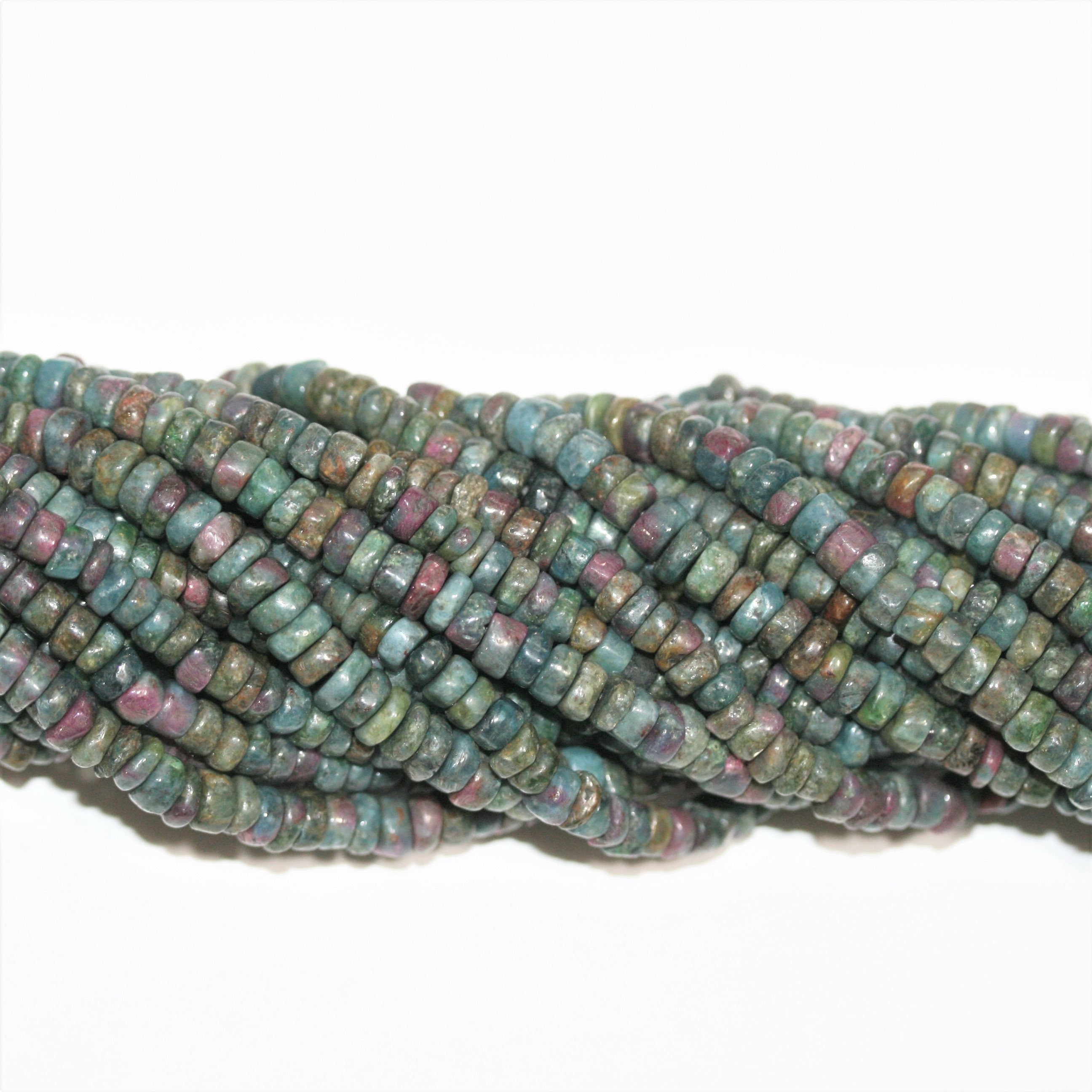 13" St Ruby Zoisite Irregular Smooth Disc Beads 4x2mm. Approx.- Strand 33cm.