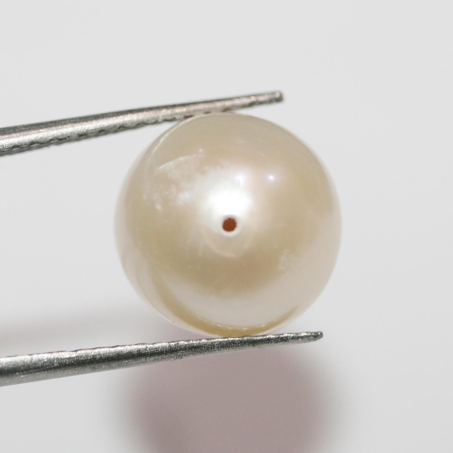 1 Pair Cultured Round Pearl 11-12mm.-Approx.-Half Drill. Round Natural  Pearl-Price Per 1 Pair- Pearl Earring