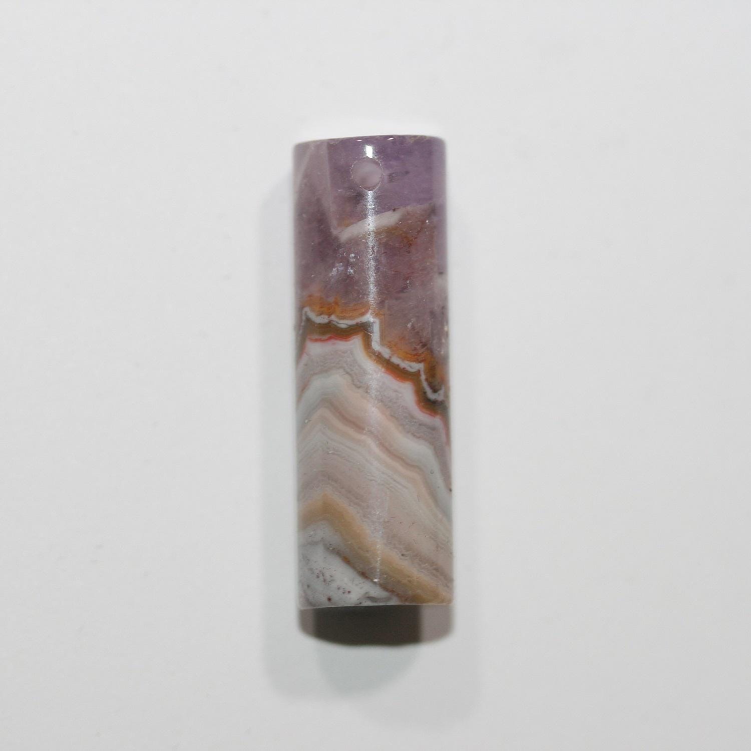 Pendentif cylindrique lisse en agate-améthyste, 30 x 10 mm