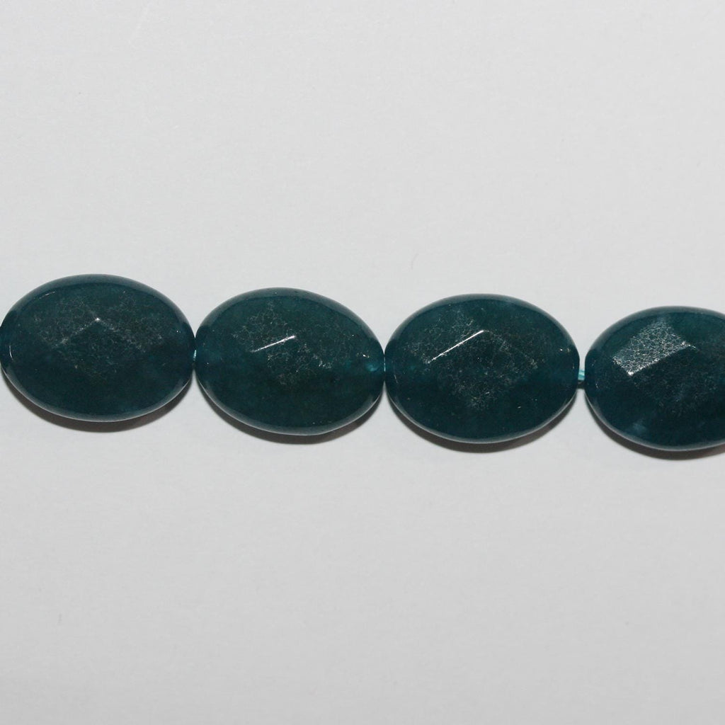 Perles ovales à facettes en quartz bleu-vert, 18 x 13 mm, 40 cm de long.
