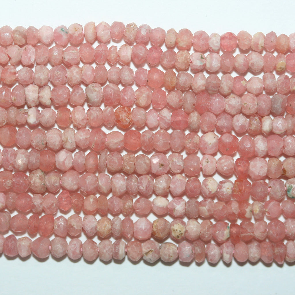 13" St Rhodochosite Faceted Rondelle Beads 3.5x2mm.-Strand 34cm.