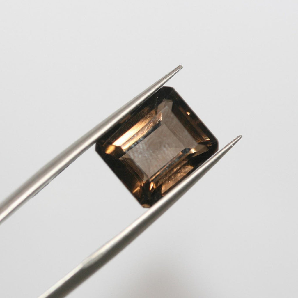 Lot de 4 pièces de quartz fumé facetté rectangulaire 12x10mm.