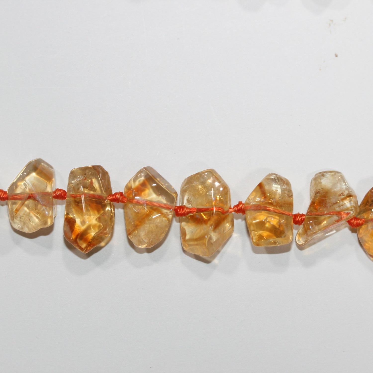 Pointes de citrine St irrégulières à facettes, 15 pouces - Collier de 38 cm - Réf. 14745