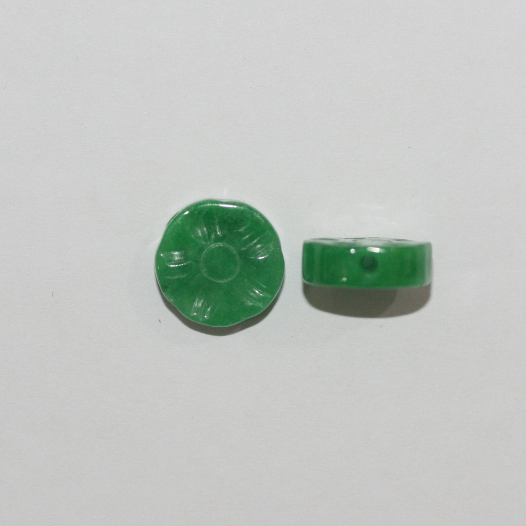 Lote de 2 colgantes de jade verde (1 par) de 12 mm