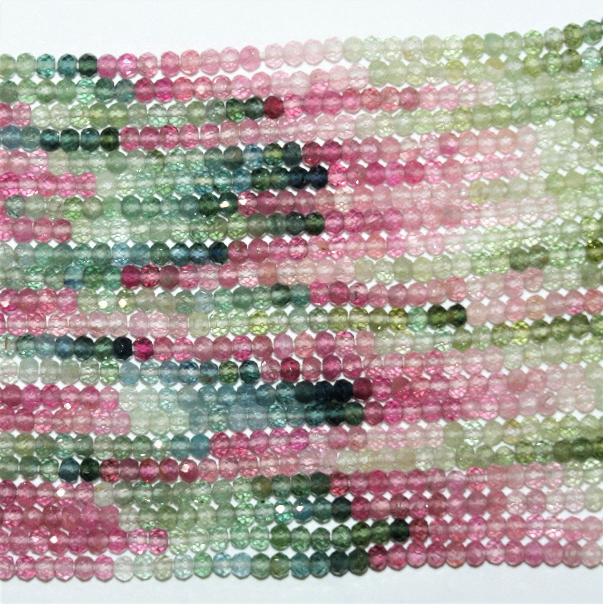 13" St Tourmaline Faceted Rondelle Beads 2.5x1.5mm.-Strand 33cm.
