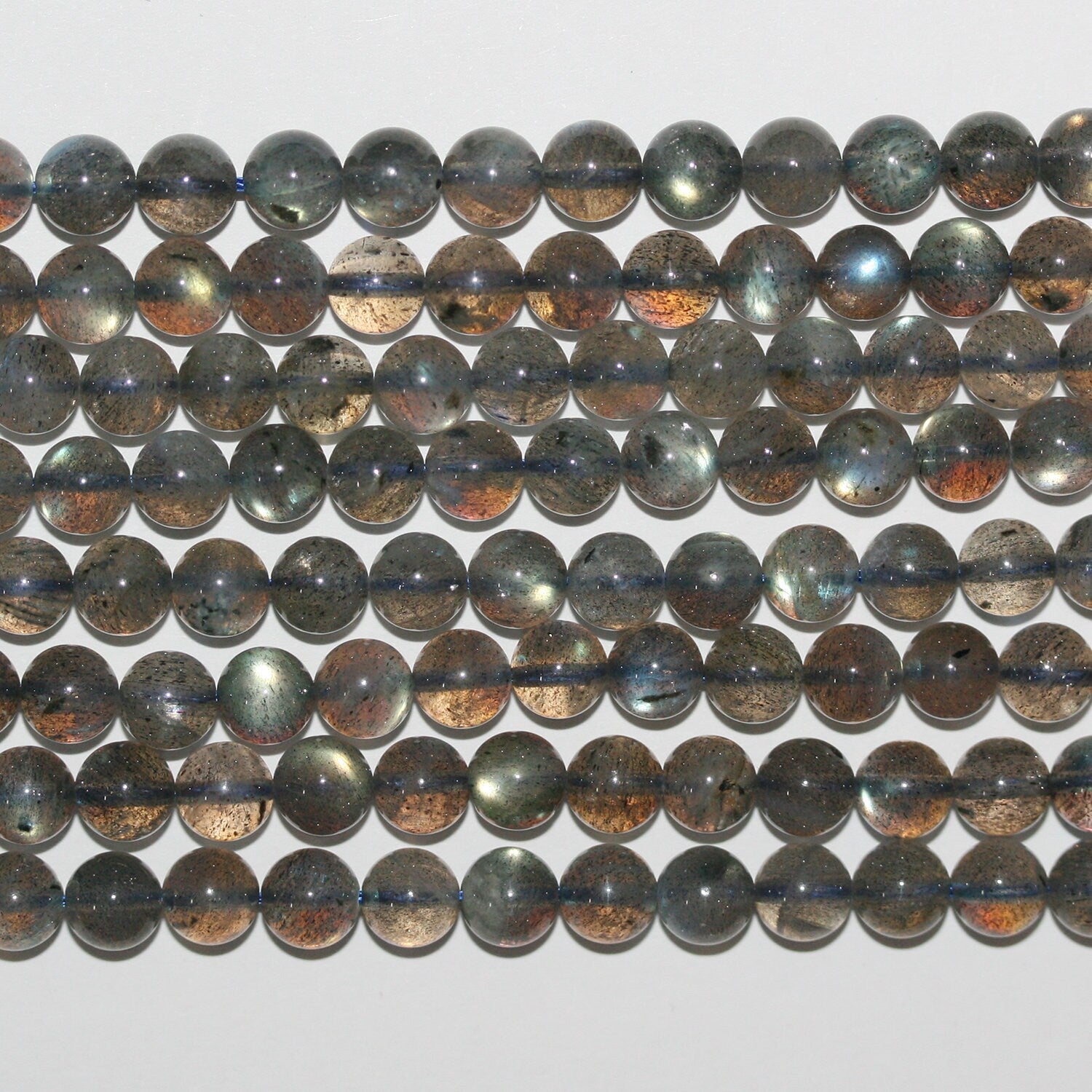 Cuentas redondas lisas de labradorita de 16", 6-6,5 mm, hilo de 40 cm.