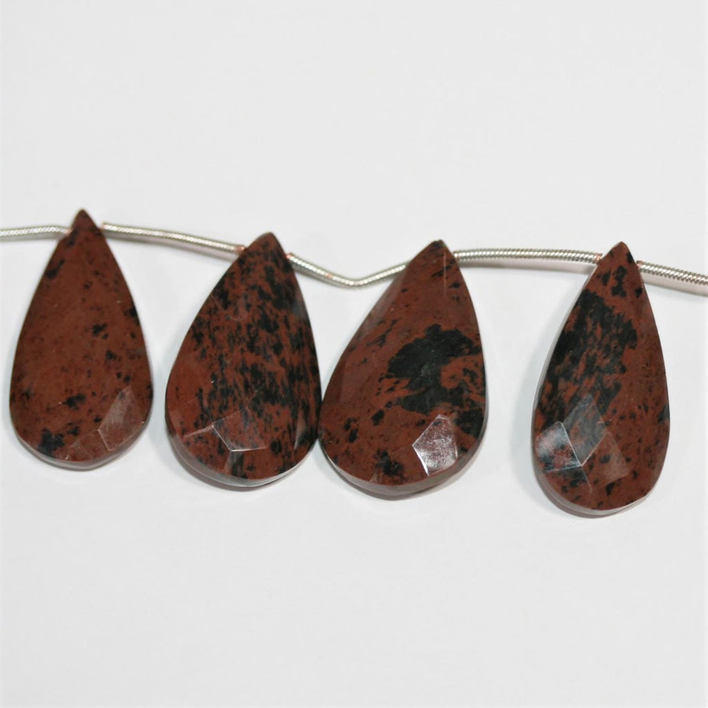 Cuentas de obsidiana caoba facetadas de 18 cm (7"), 29 x 16 mm (hilo de 18 cm)