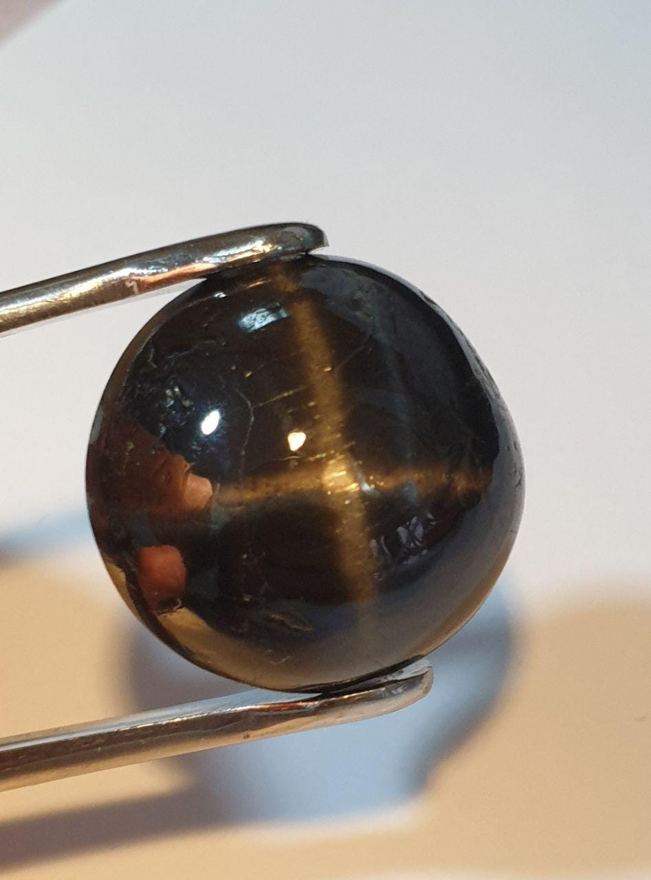 Black Star Diopside Perfect Asterism Round Cabochon TOP Quality 20.5mm 39.7ct - Perfect Star