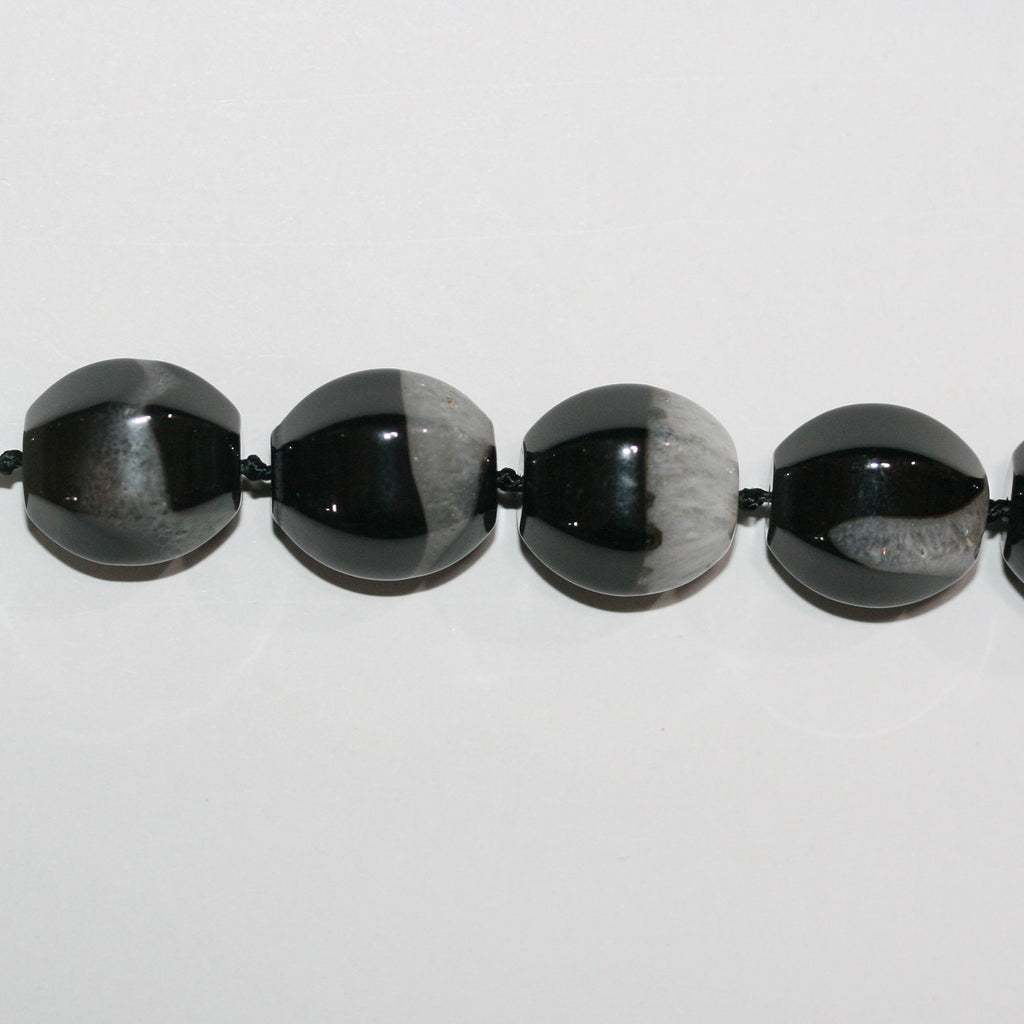 Cuentas de barril facetadas de ónix en bandas de 16" de 19 x 16 mm, hilo de 40 cm.