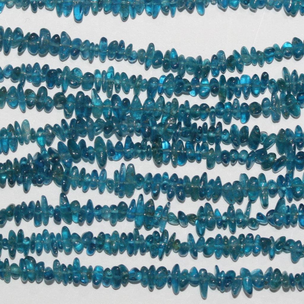 23" St Blue Apatite Smooth Chips Irregular Beads 3-4mm Aprox.-Hilo 45cm.