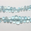 Cuentas de aguamarina facetadas de 8" x 7 x 4 mm, aprox. - Hilo de 21 cm.