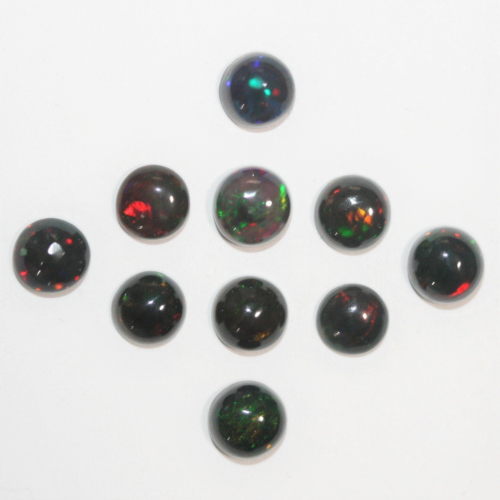 Ethiopian Black Opal Lot Round Cabochon 5mm. (10pcs)  -Gemstone Parcels-Loose Stones Wholesale Price