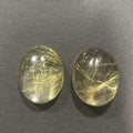 1 Pair Golden Rutilated Quartz Cabochon Matching Pair 17.8x14mm Designer Cab -36.05ct