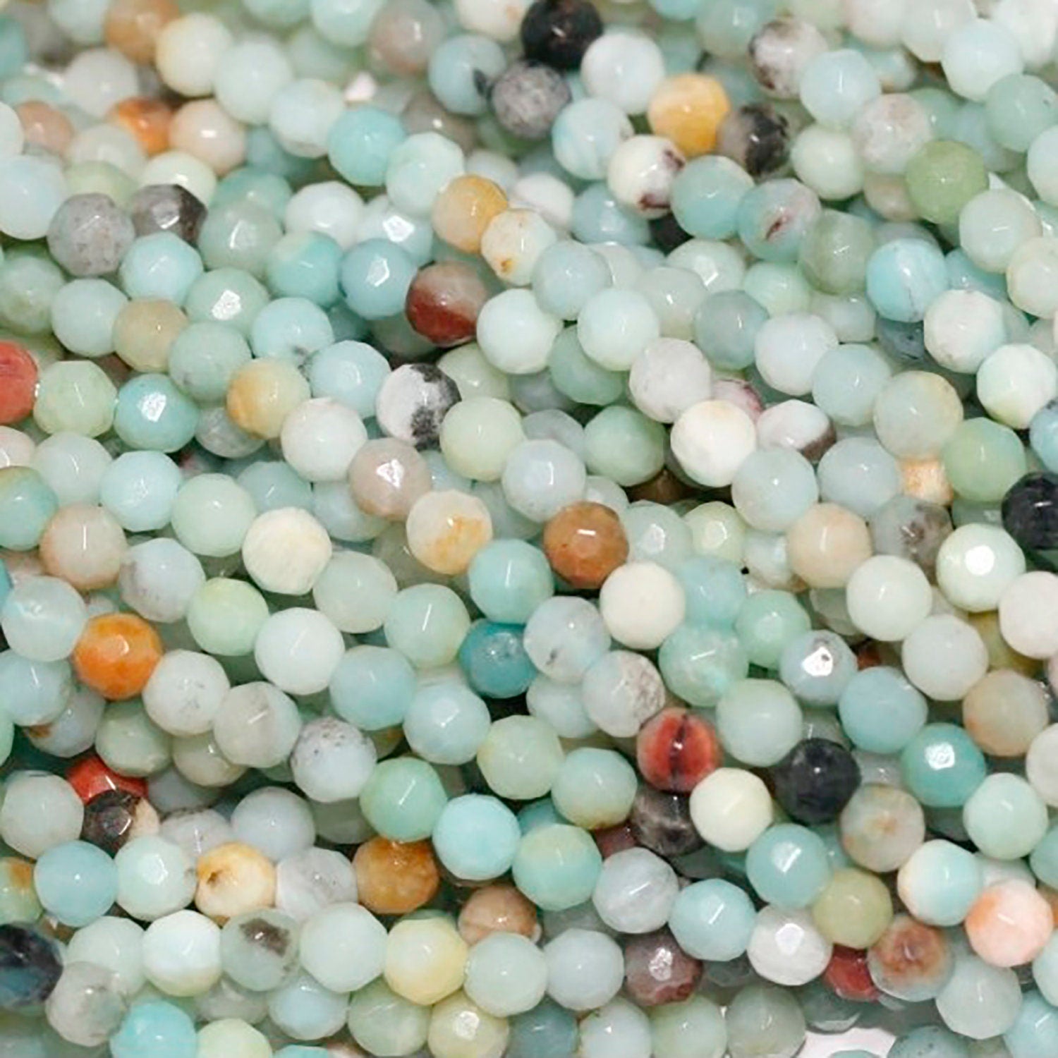 Cuentas redondas facetadas de amazonita de 4 mm (16") - Hilo de 40 cm