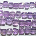 Cuentas de cubo facetadas de amatista Santa de 8" de 7-8 mm - Hilo de 20 cm.