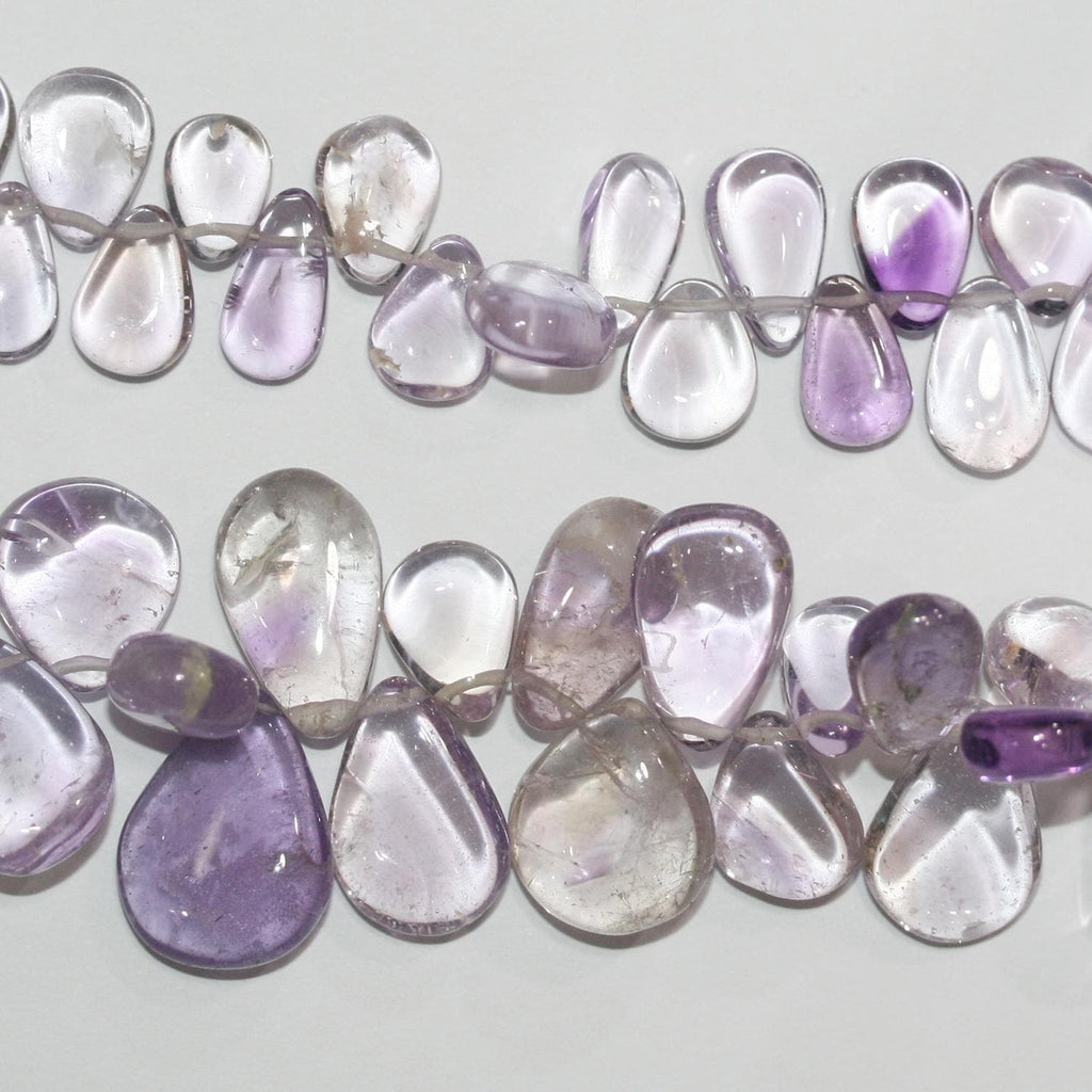 Cuentas de amatista de 8" (9 x 6-18 x 14 mm) con forma de gota lisa. Aprox. - Hilo de 22 cm.