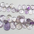 Cuentas de amatista de 8" (9 x 6-18 x 14 mm) con forma de gota lisa. Aprox. - Hilo de 22 cm.