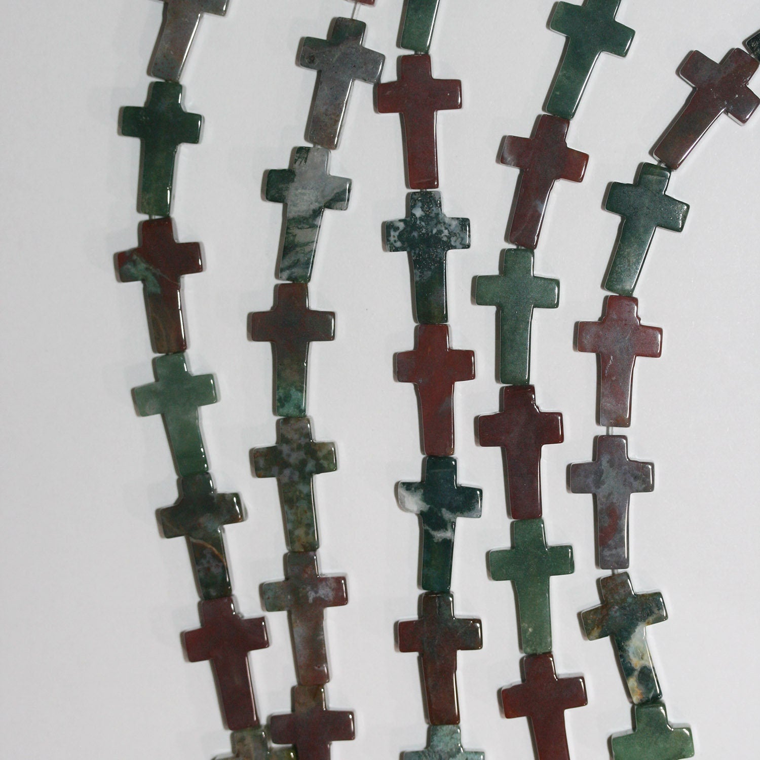 14" St Indian Agate Smooth Cross Beads 20x12mm.-Strand 38cm.