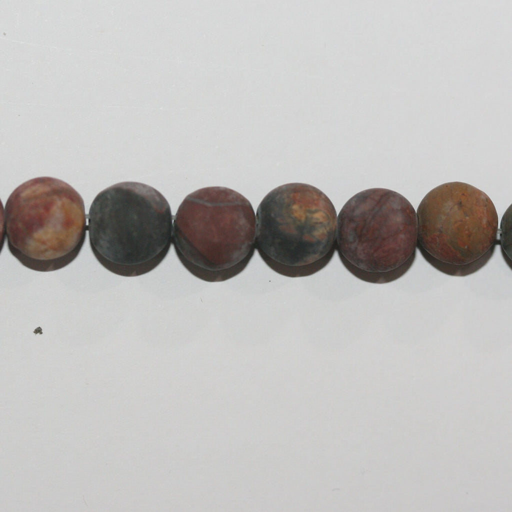 14" St  Picasso Jasper Matte Finish Round Beads 10mm.-Strand 38cm.