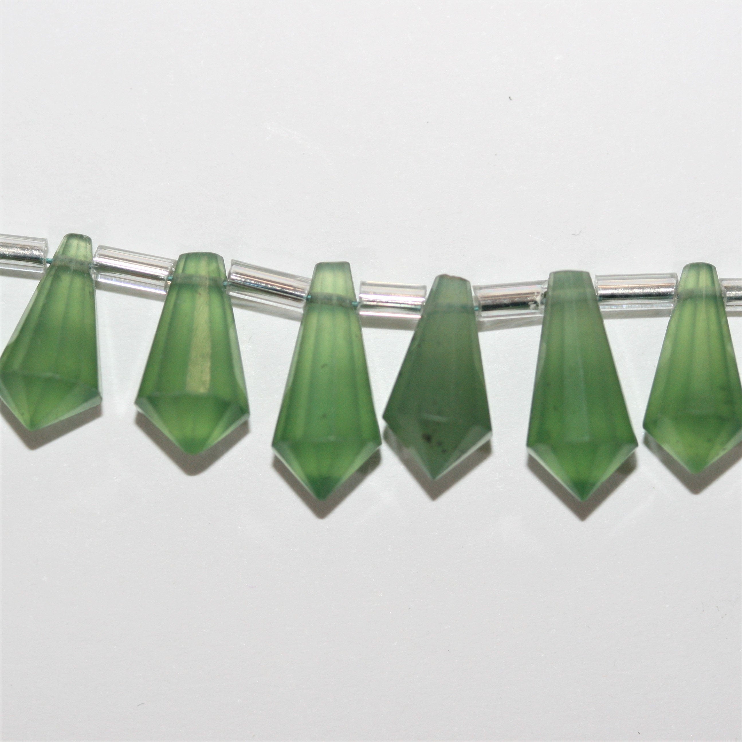 6" St Serpentine Faceted Stick Beads 13x7mm.-Hilo 15cm.