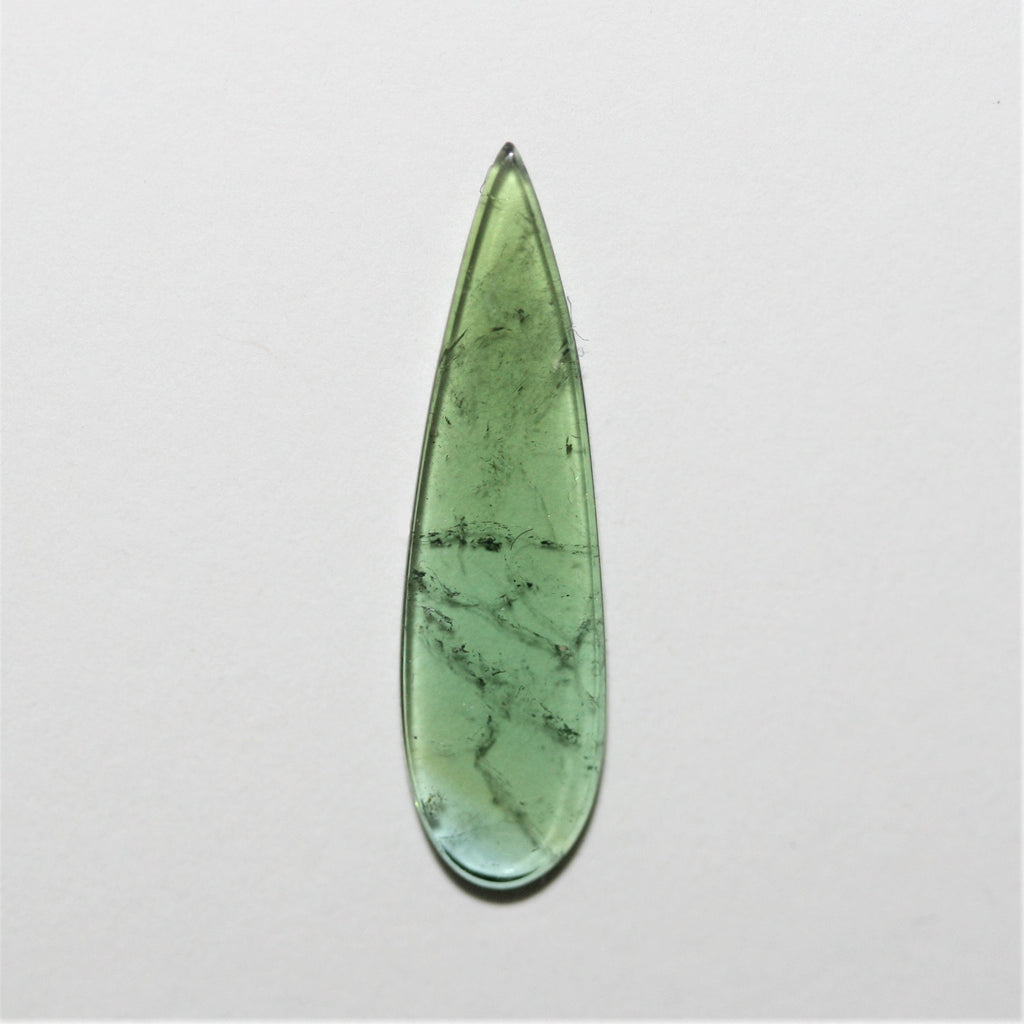 Green Tourmaline Drop Flat Cabochon 23x6.3mm.(2.45ct.)