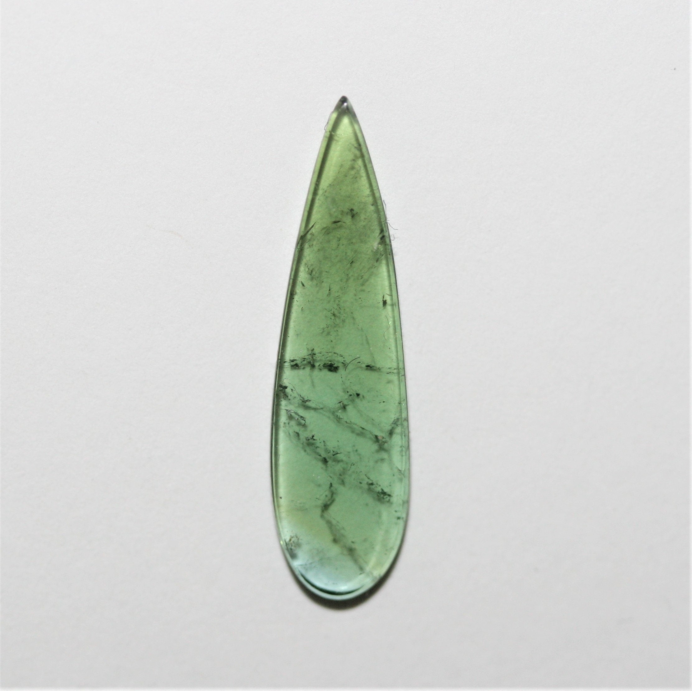 Green Tourmaline Drop Flat Cabochon 23x6.3mm.(2.45ct.)