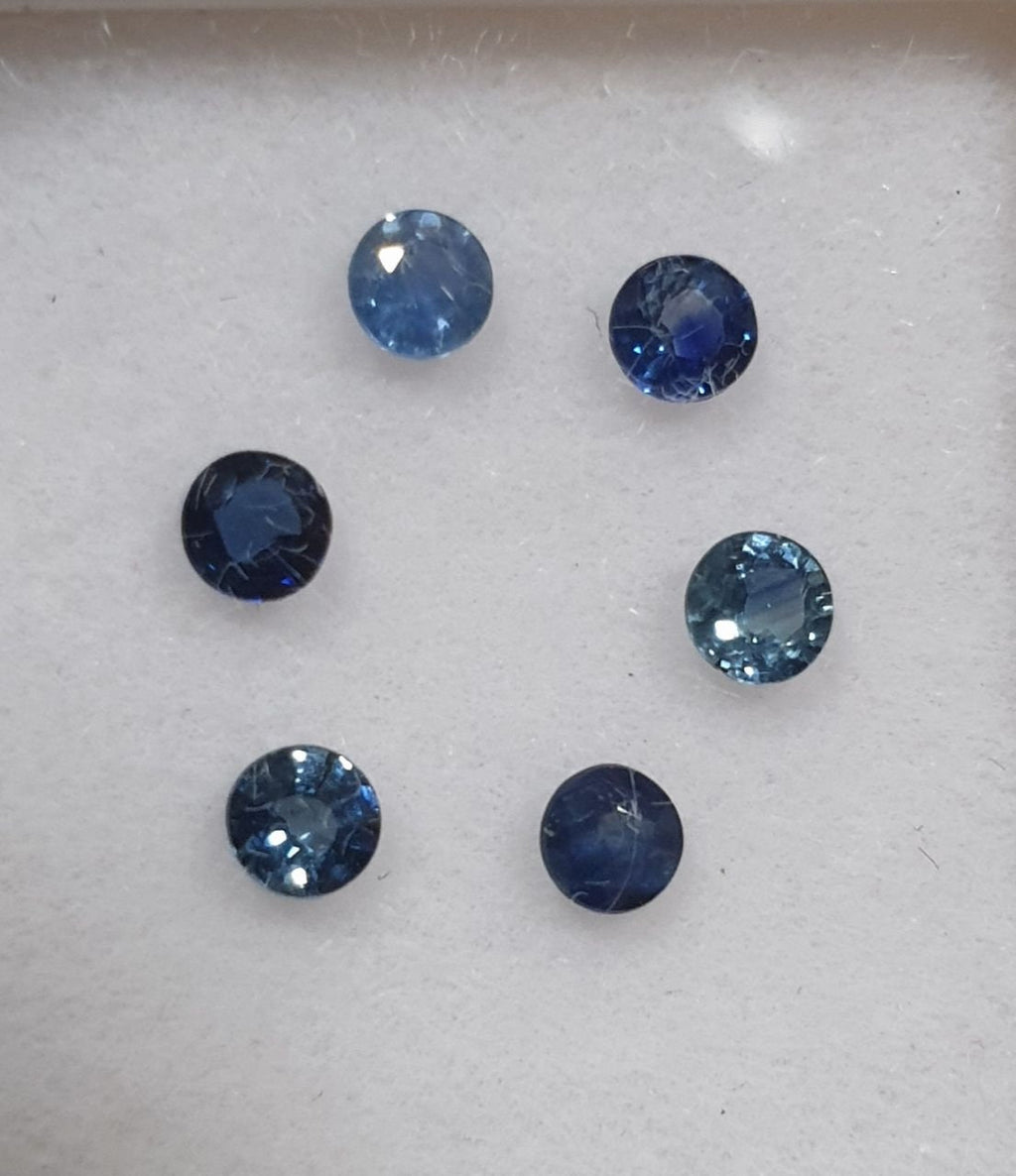 Lote de 6 zafiros azules redondos facetados de 2,7 mm - Paquetes de gemas - Piedras sueltas al por mayor - Gemas naturales
