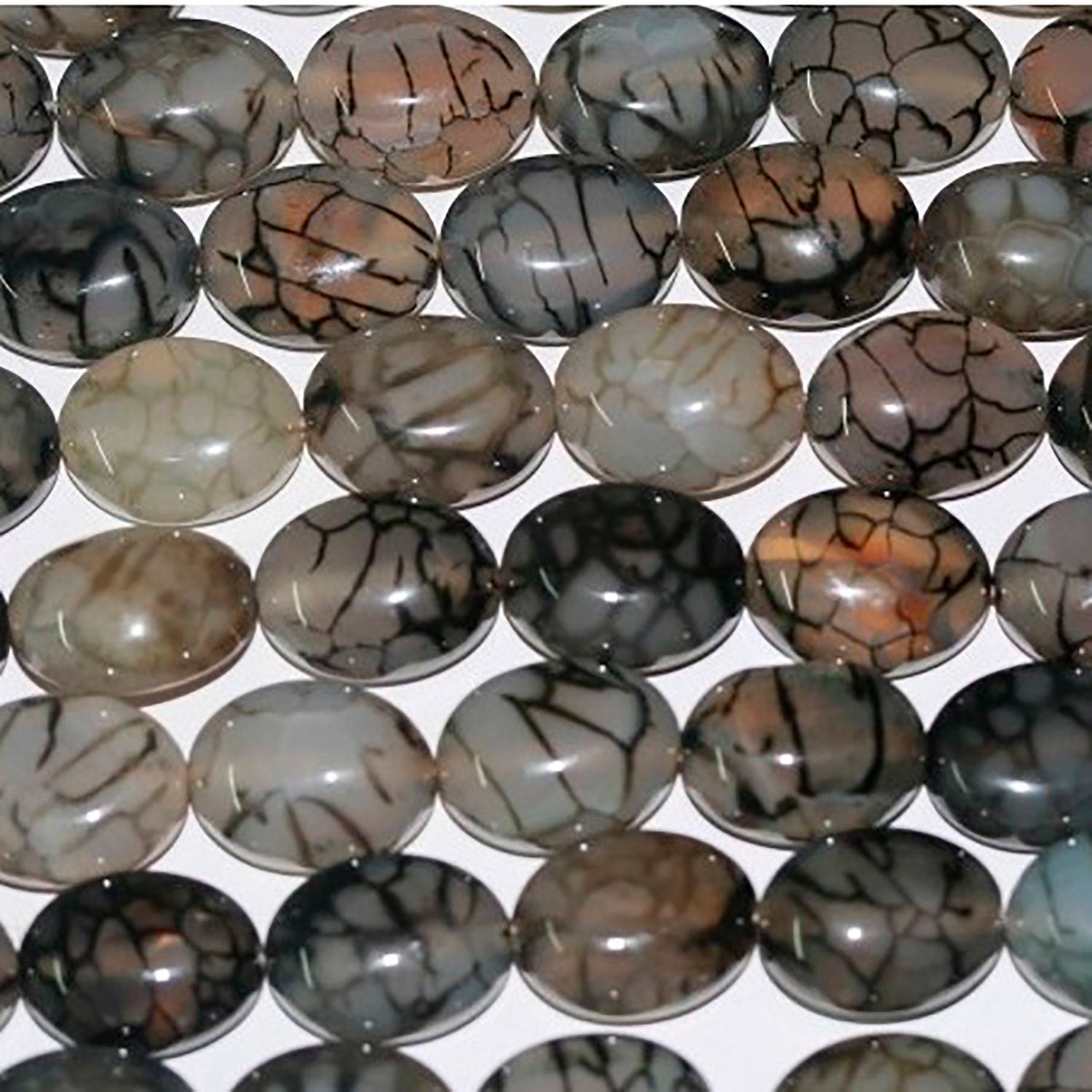 Cuentas ovaladas lisas de ágata de 16" (20 x 15 mm) - Hilo de 40 cm