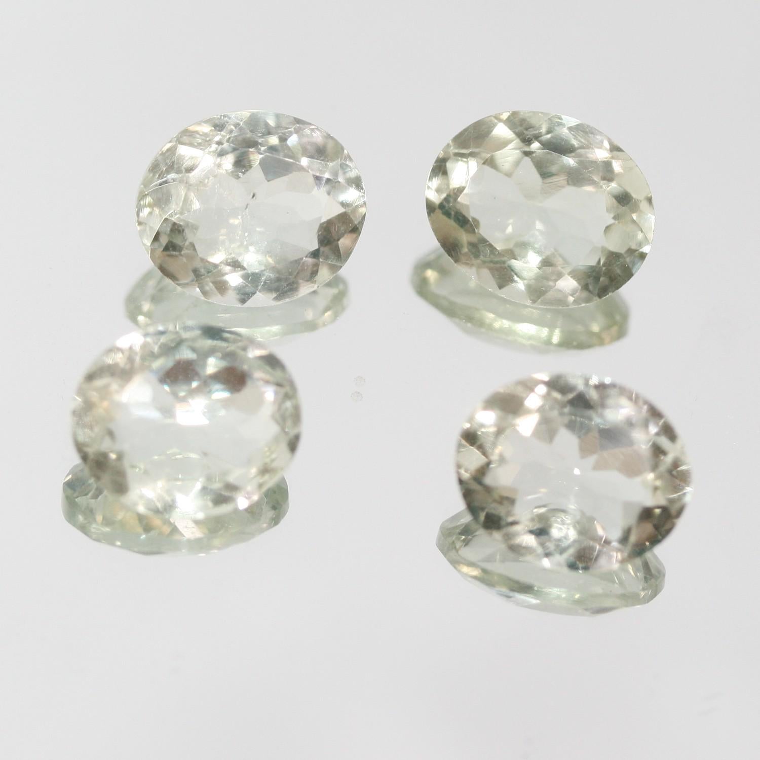 Lote de 4 piezas de prasiolita facetada ovalada de 12 x 10 mm (4 piezas) - Artículo 196LO