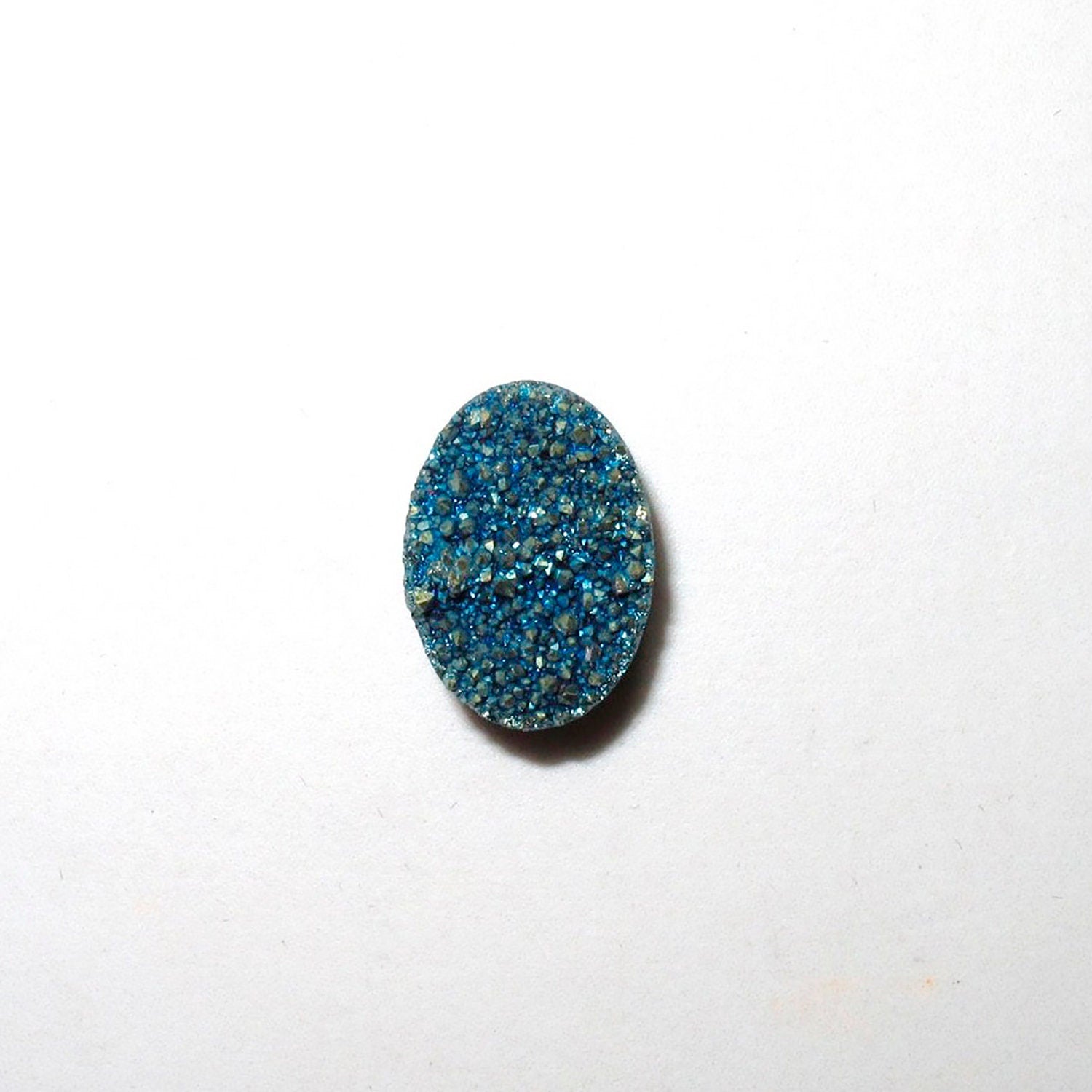 Lote de 4 cabujones ovalados de ágata drusa azul-dorada de 14 x 10 mm.