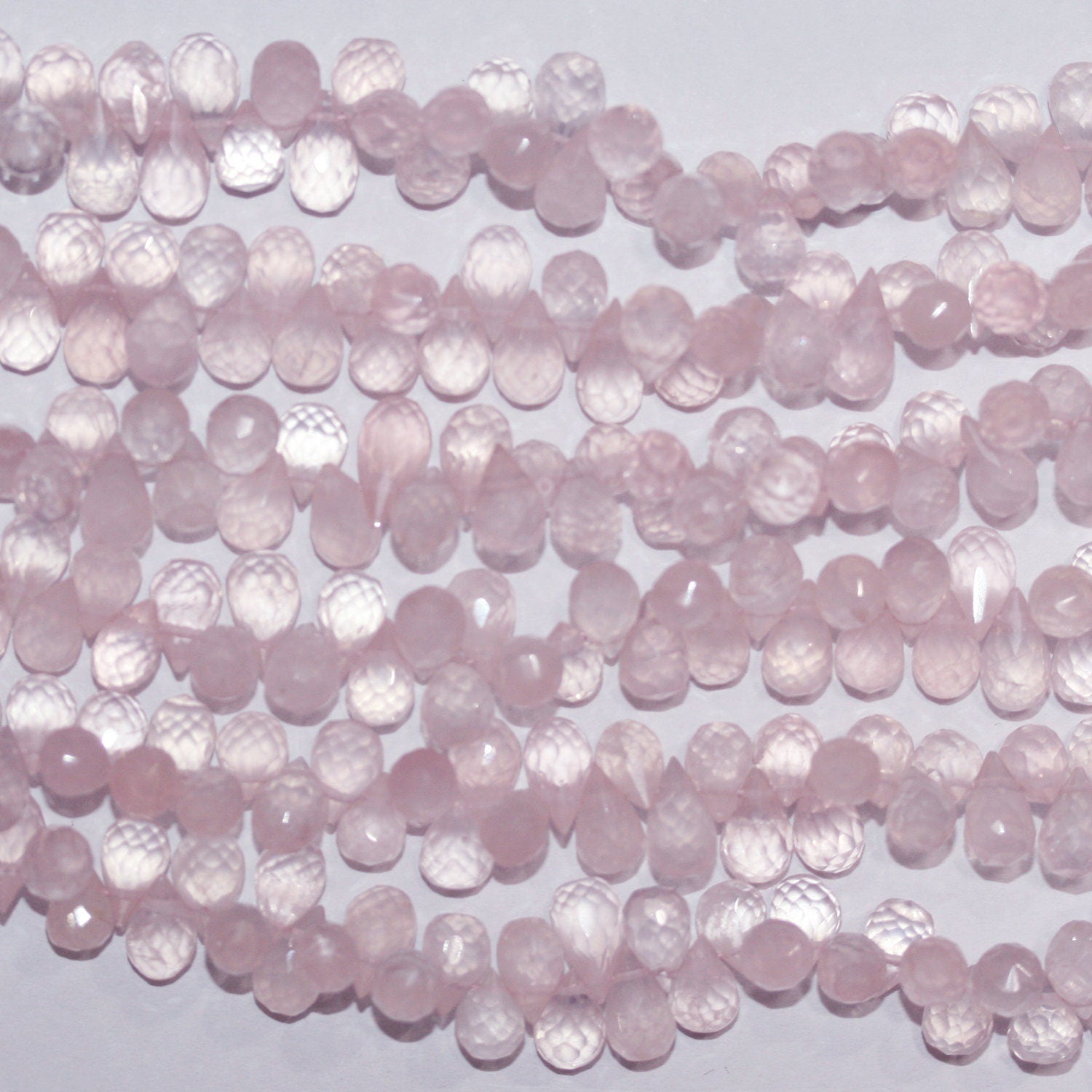 Perles en quartz rose facettées de 8 pouces, 7 x 5 mm, rang de 20 cm.