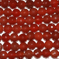 14" St Carnelian Faceted Round Beads 8mm -Strand 38cm