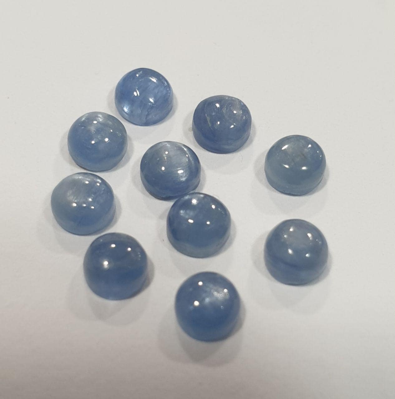 Kyanite Round Cabochon 4mm. (10 pcs.).- Item: 865CB- Brazilian Gems- Natural