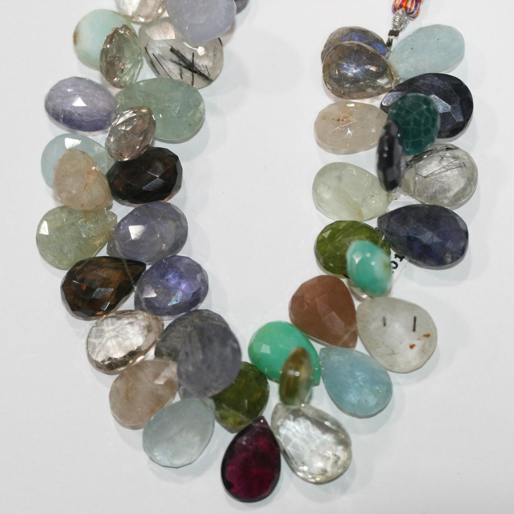 Perles pendantes à facettes en pierre multiple de 20 cm (8 pouces), 15 x 12 mm environ. Longueur du fil : 20 cm. Réf. 10396