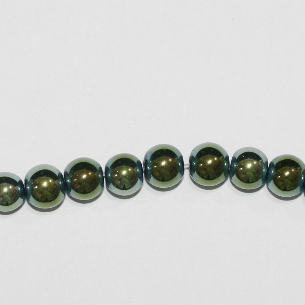 Perles rondes en hématite verte St 16" 6 mm - Fil de 40 cm.