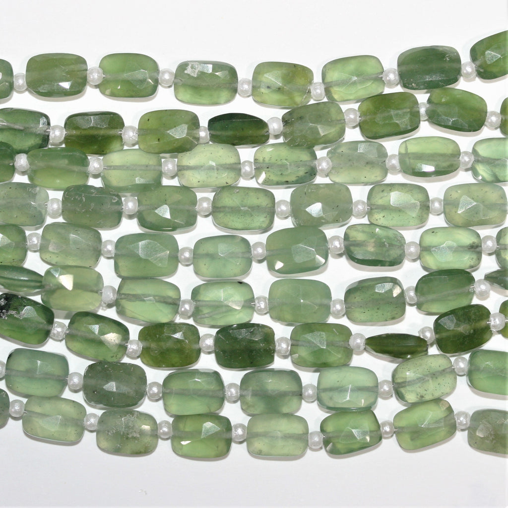 Cuentas rectangulares facetadas de serpentina de Santa de 7" de 9 x 6 mm, hilo de 18 cm.