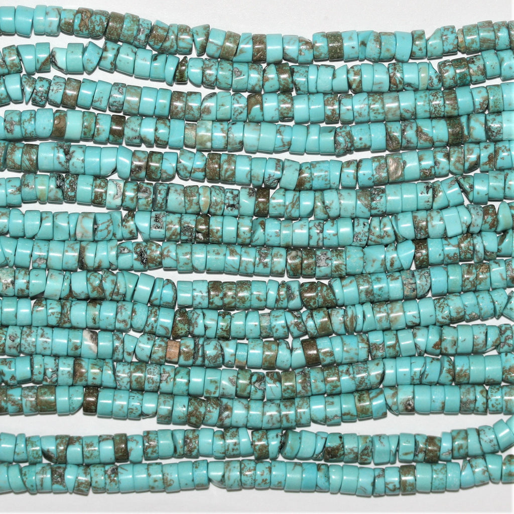 Perles rondelles lisses en turquoise St. de 15 pouces, 6 x 3 mm. - Brin de 38 cm.