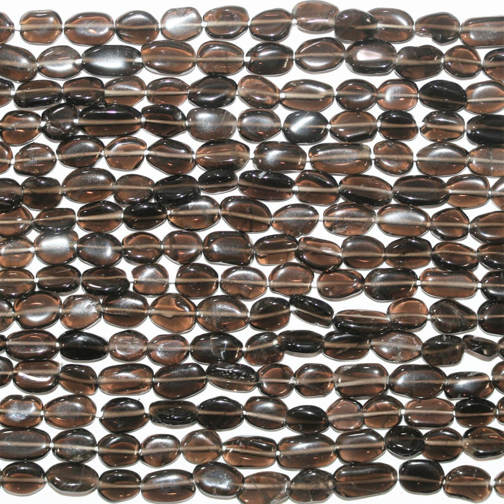 Perles ovales lisses en quartz fumé de 35,5 cm (14 pouces), 8 x 6 mm. Longueur approximative du fil : 36 cm.