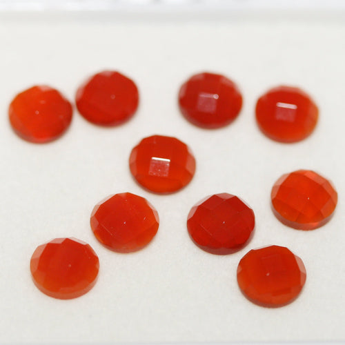 10 Pcs Lot Carnelian Faceted Round Cabochon 6mm. (10 pieces)