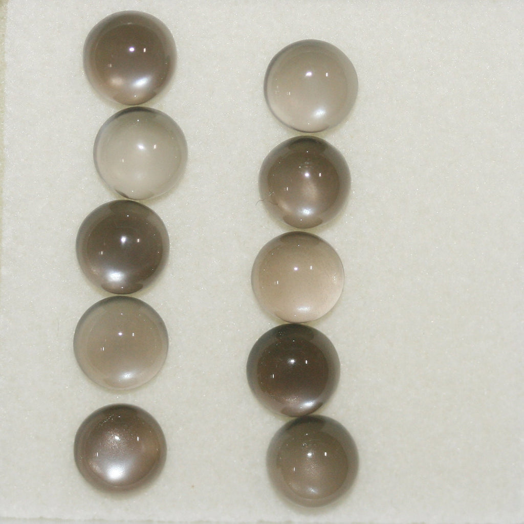 10Pcs Lot Gray Moonstone Round Cabochon 6mm (10 pcs.)