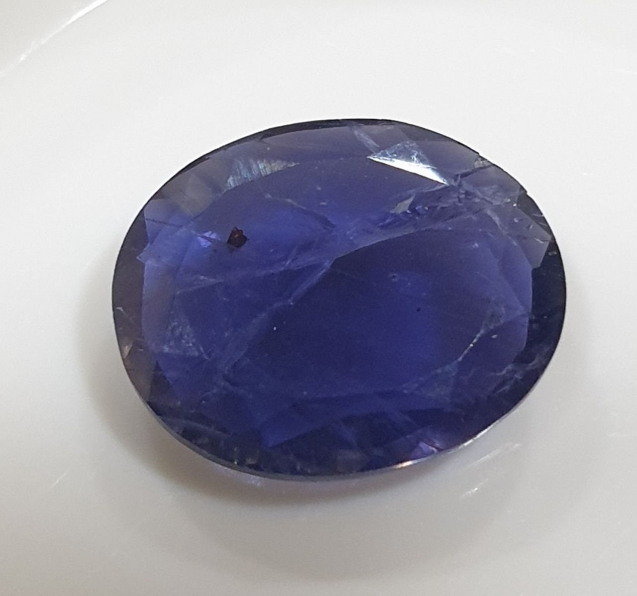 Iolite Cordierite Faceted  Cabochon Shape 9x11mm - Natural Untreated  Gemstone- Deep Blue Color