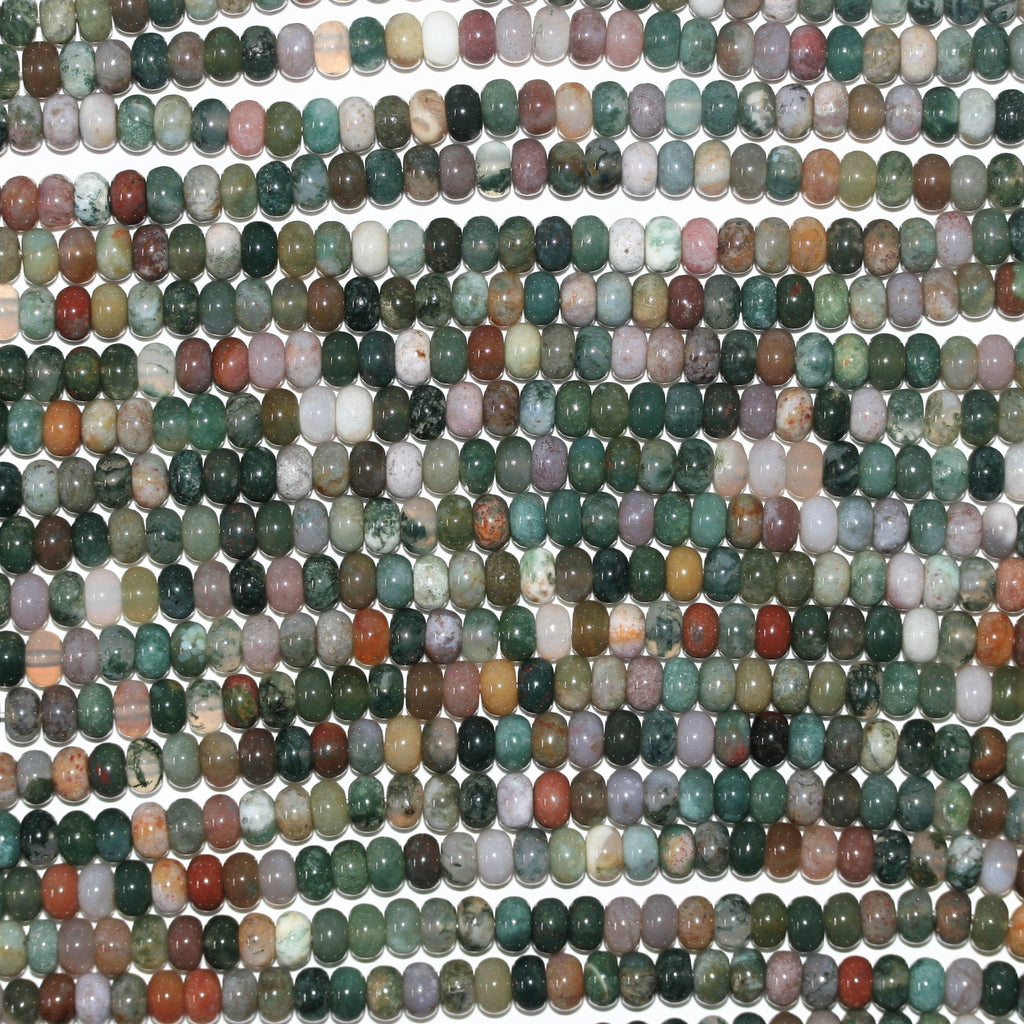 Perles rondelles lisses en agate indienne St 15" 6x4mm.- Brin 38cm.