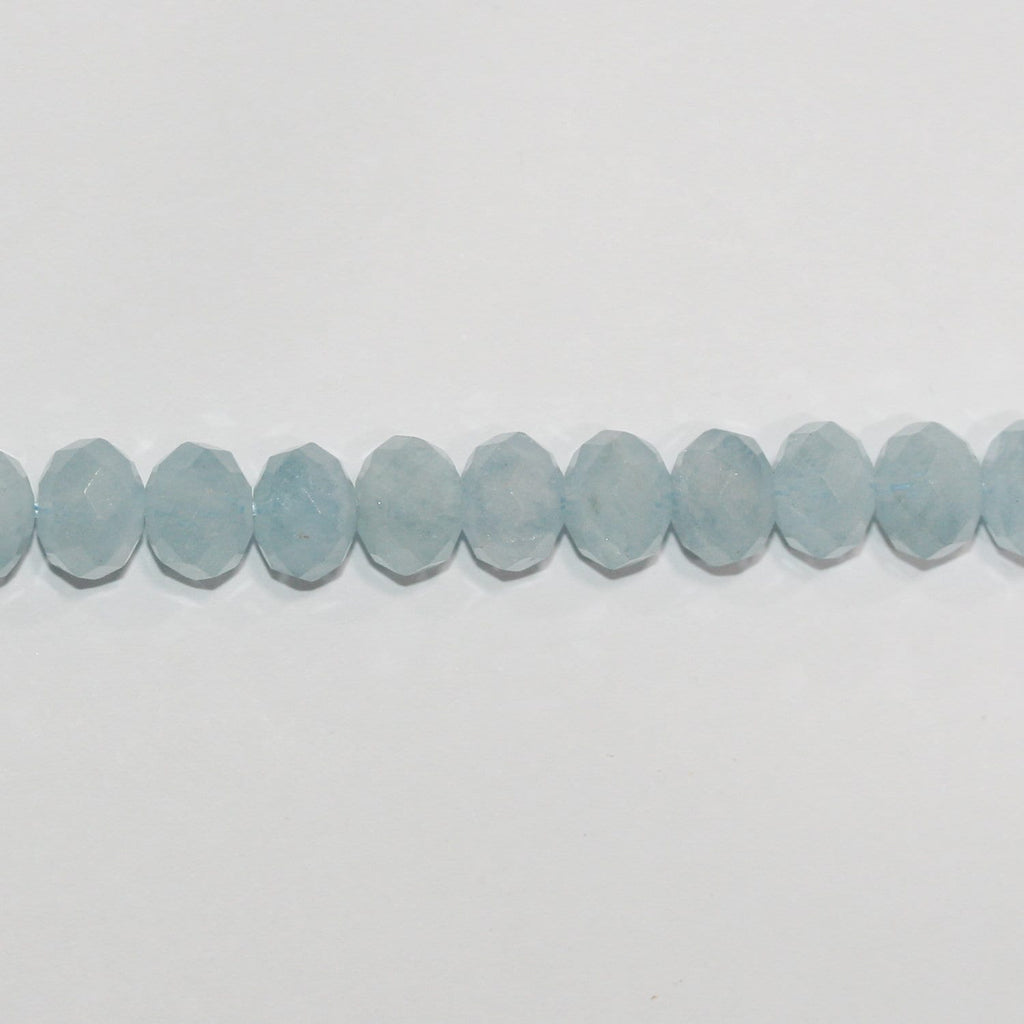 Perles rondelles à facettes en aigue-marine de 15 pouces, 10 x 7 mm. - Fil de 39 cm.