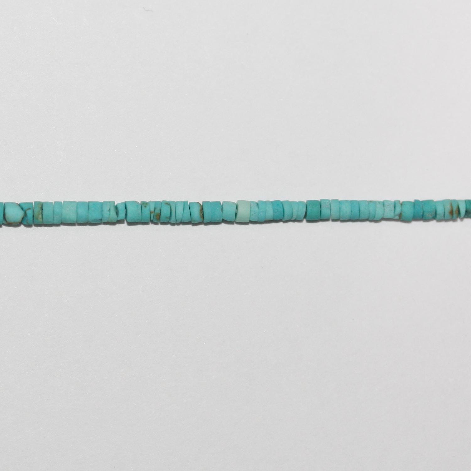 Perles tubulaires lisses en turquoise St 15" 2x1mm.-Rig 39cm.