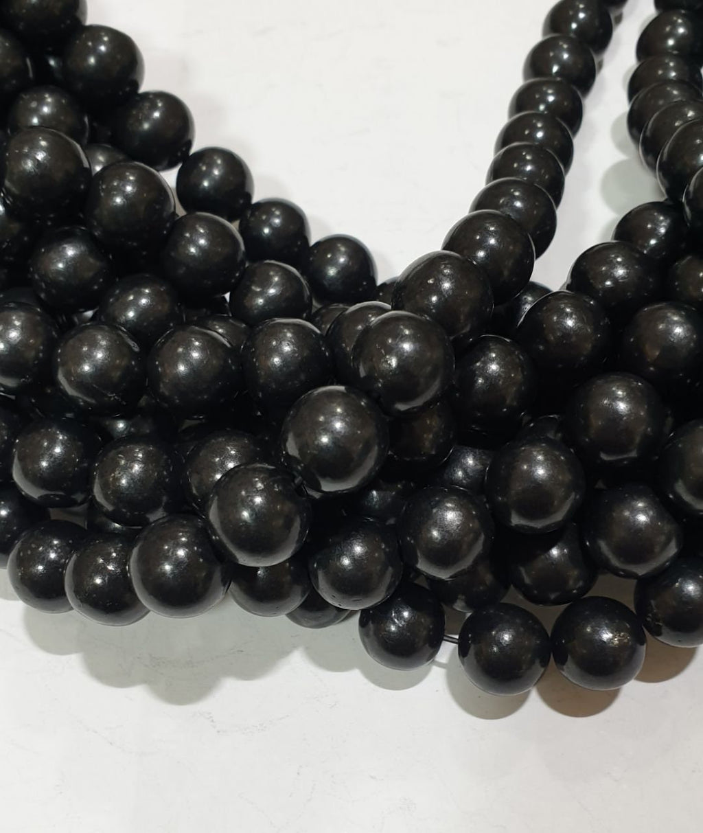 1 Strand 37cm  Shungite Beads 6mm -EMF Protection-Healing Properties -Mined In Karelia-Real Shungite-