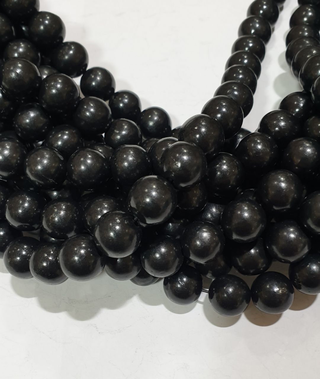 1 Strand 37cm  Shungite Beads 6mm -EMF Protection-Healing Properties -Mined In Karelia-Real Shungite-