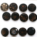 Lote de 12 cuentas redondas facetadas de cuarzo ahumado de 8 mm.
