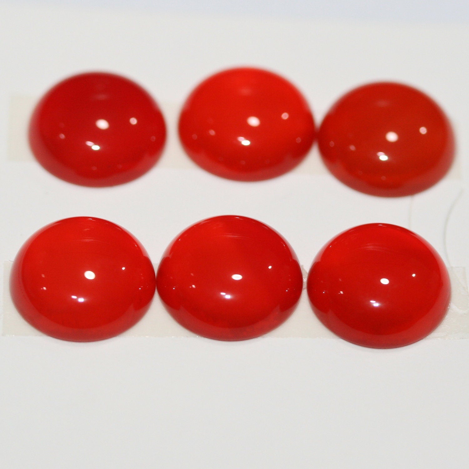 Lote de 6 cabujones redondos lisos de ágata roja de 14 mm (6 piezas)