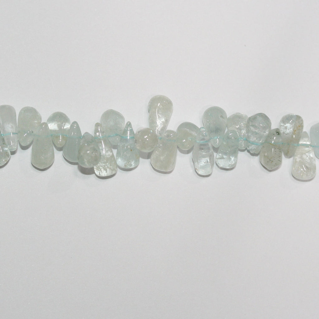 Cuentas lisas de aguamarina de 3" de largo, 8 x 5 mm. Aprox. - Hilo de 35 cm.