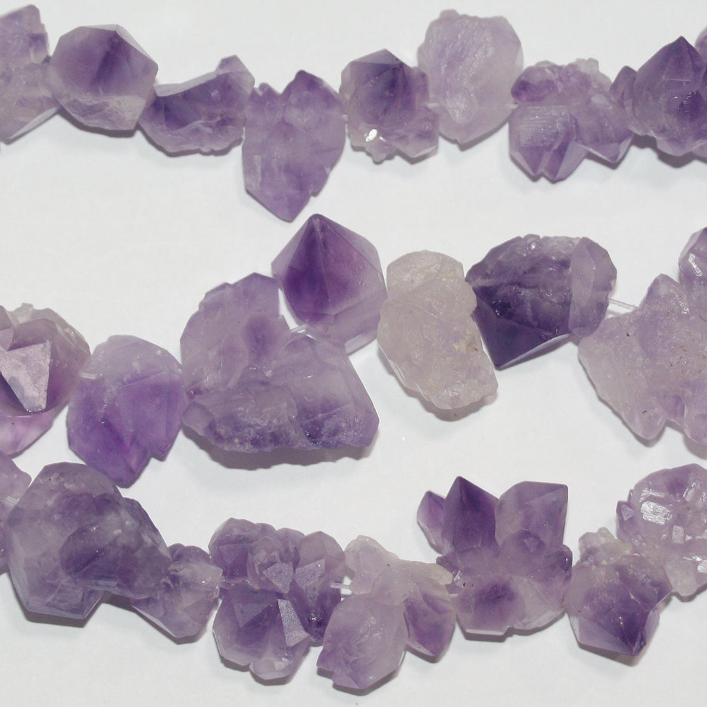 Perles de pépites d'améthyste non polies de 18 à 20 mm environ (15 pouces) - Longueur du fil : 39 cm